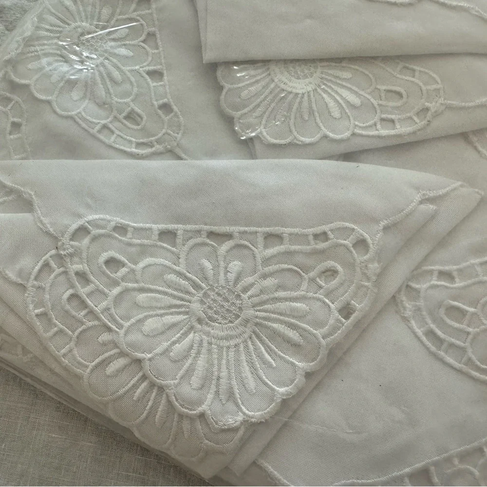 Kardelen Collection~Swedish Floral Design Linen Tablecloth & 12 Napkins Set.